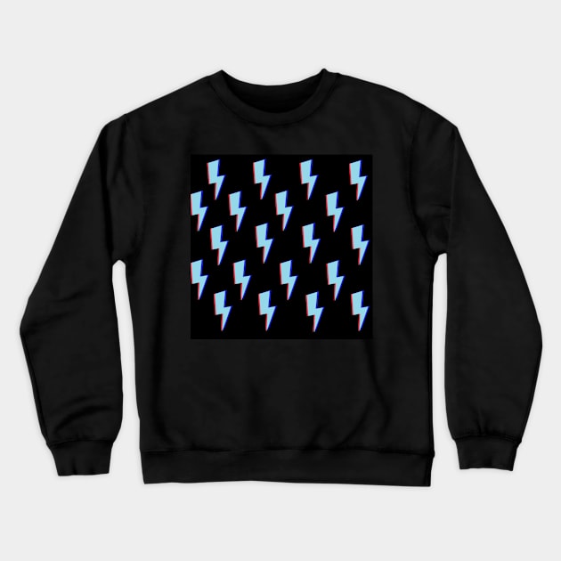 Glitchy Lightning- Blue on Black Crewneck Sweatshirt by Vanta Arts